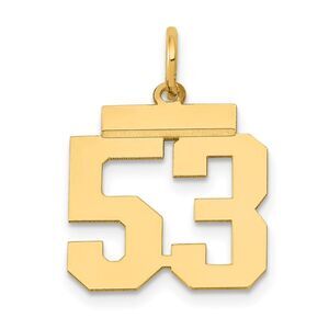14k Yellow Gold, Athletic Collection, Small Polished Number 53 Pendant